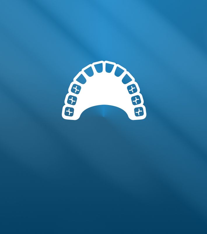 Dental mold or impression tray icon on blue background